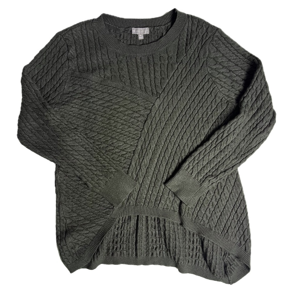 Evolution by Cyrus Woman's XL Cable Knit Sweater Dark Green